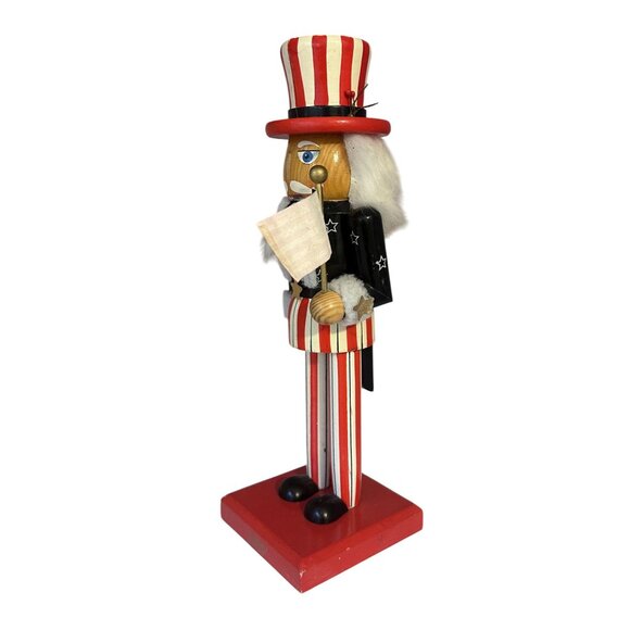 Nutcracker Patriotic Uncle Sam Nutcracker Wood 2009 15" Tall Missing Nose - Picture 2 of 7